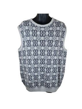 Vintage Sean John Mens L Geometric Sleeveless Sweater Vest Wool Angora